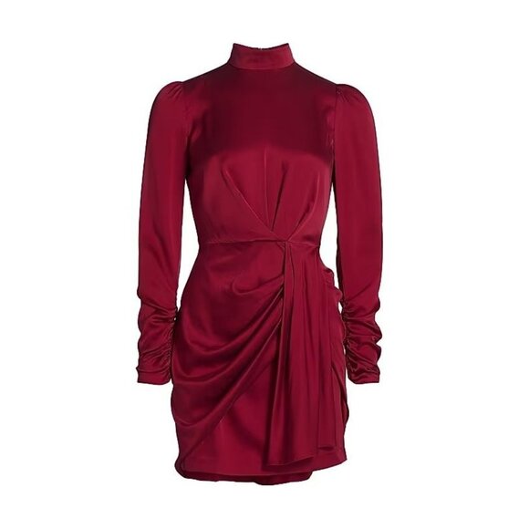 Zimmermann Draped Mini Dress in Garnet 2/Medium New Womens Long Sleeve Silk - Picture 9 of 16